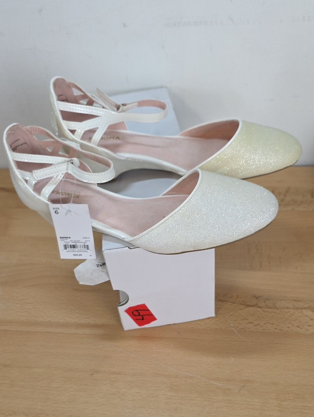 Kohl's Glittery D'Orsay Ankle-Strap Flats - White Discolered